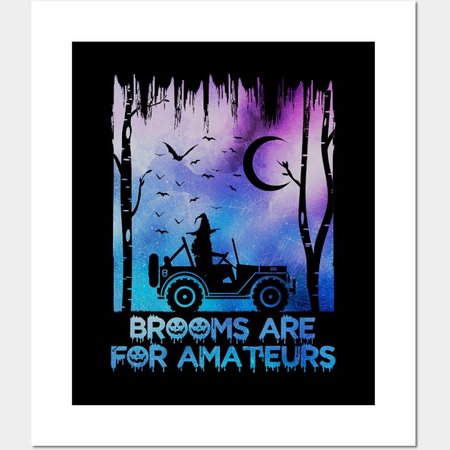 Offroad Witch Halloween Broom I Funny My Broom Broke Wall Art by az_Designs